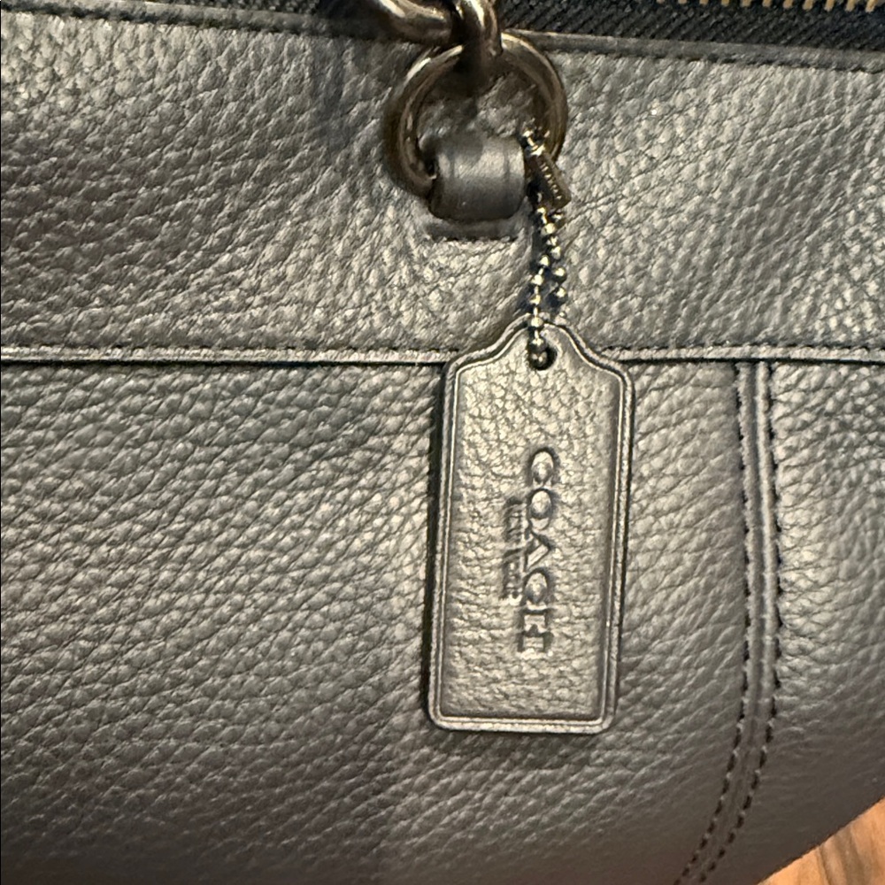 NWT Coach F59325 Navy Pebbled Leather Satchel - Top Handle Shoulder Bag classic - Picture 4 of 7